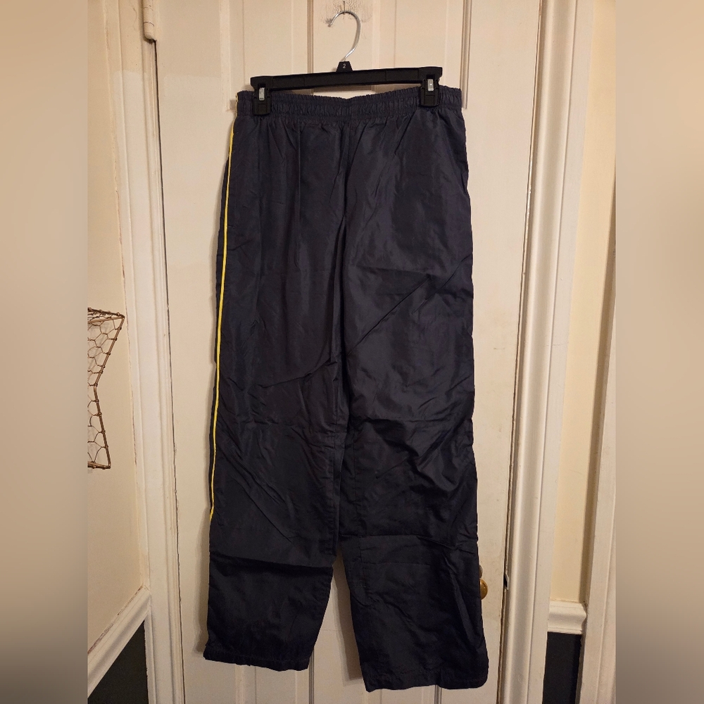 Danskin Now Charcoal Gray Track Pants with Yellow Stripe